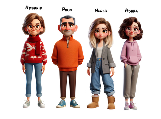 Regalo Día del Padre, Regalo Original, Regalo Único, Regalo Personalizado, Cuadro Retrato Familiar Estilo Disney Pixar