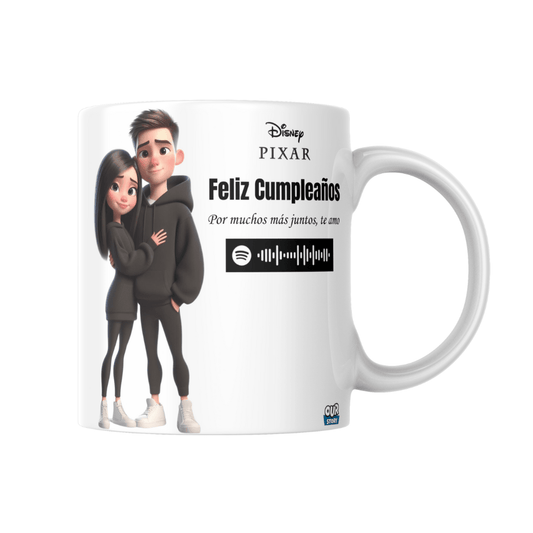 Taza personalizada - Estilo Disney Pixar con código de Spotify - Our Story