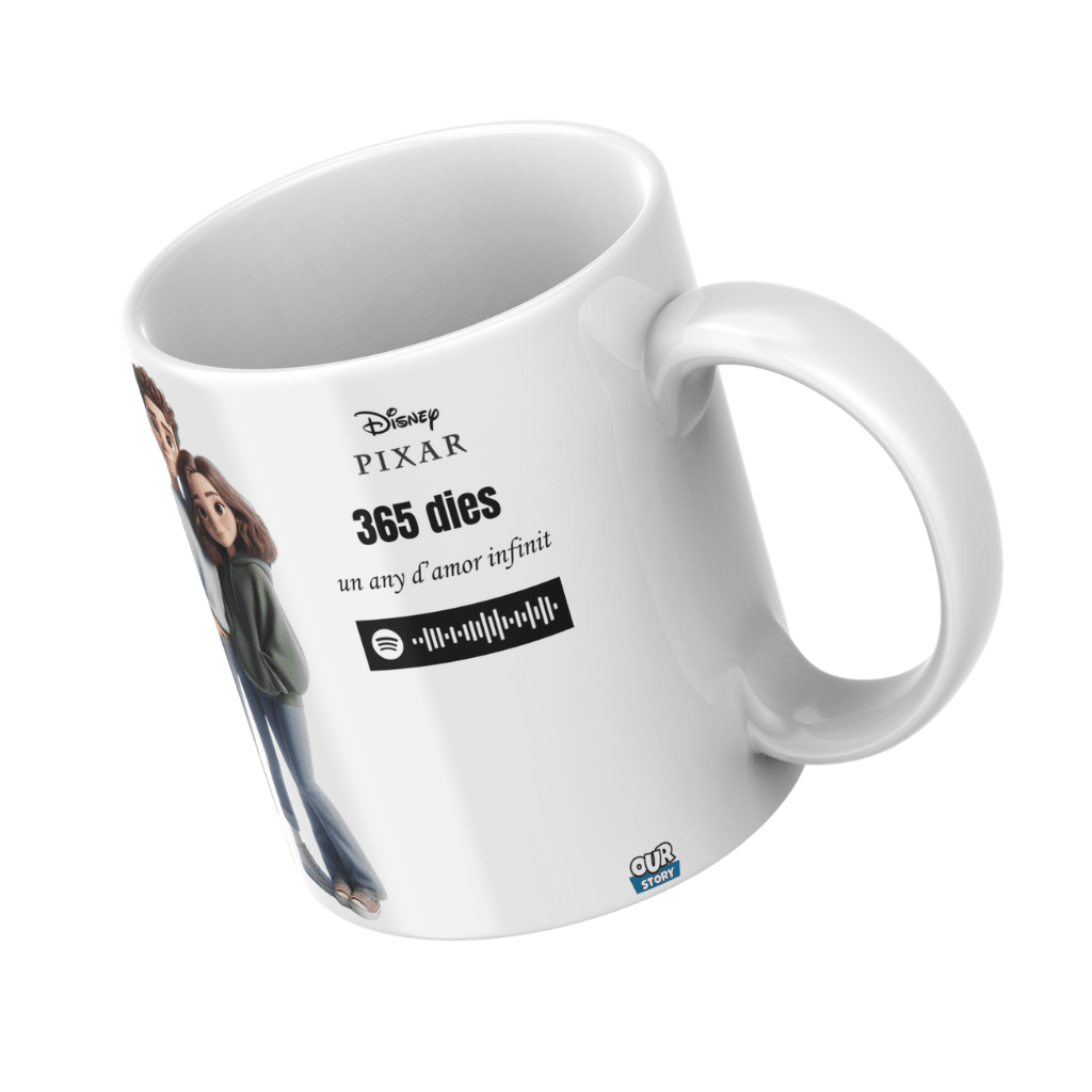 Taza personalizada - Estilo Disney Pixar con código de Spotify - Our Story